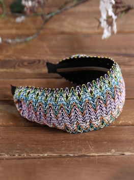 Styl Boho Szeroka Opaska Do Włosów Z Pałąkiem Na Głowę Etniczny Kolorowe Paski Tkaniny Obręcz Do Podróż Do Domu Rozrywka Do