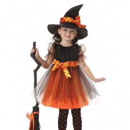 3 Szt. Dziewczyna Cosplay Czarownica Sukienka Na Występy Na Halloween Miękka Oddychająca Kostiumy Dla Dzieci Animacja Do Tańca