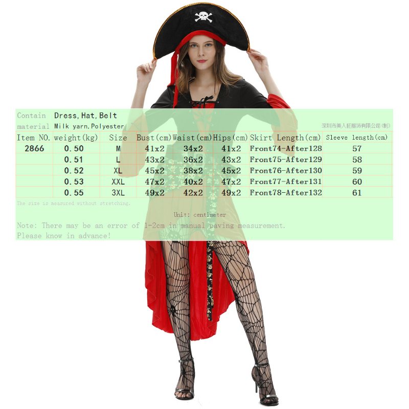 Damski Halloween Seksowny Kostium Pirata Cosplay Odgrywanie Ról Jednolite