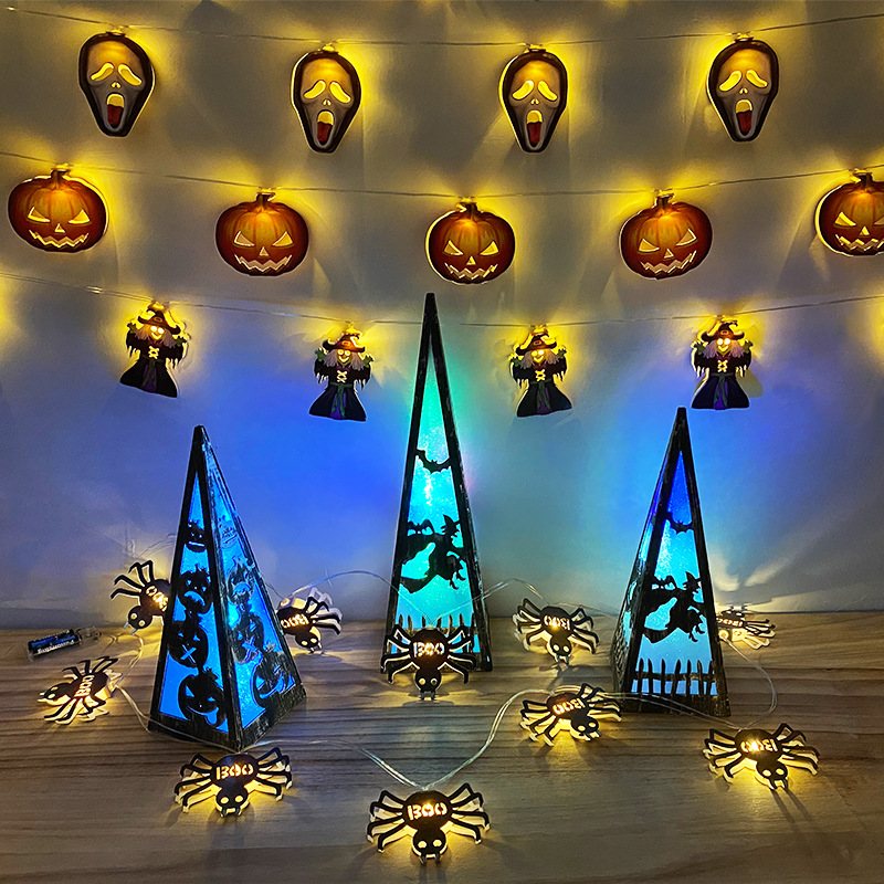 Dekoracja Na Halloween Lights String Led Party Atmosfera Nawiedzony Dom Rekwizyty Dyniowa Czaszka Kreator Kształt
