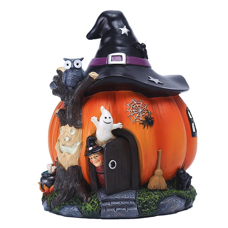 Halloween Czarownica Dynia Ozdoby Do Dekoracji Domu Luminous Rzemiosło Żywiczne Prezenty Świąteczne