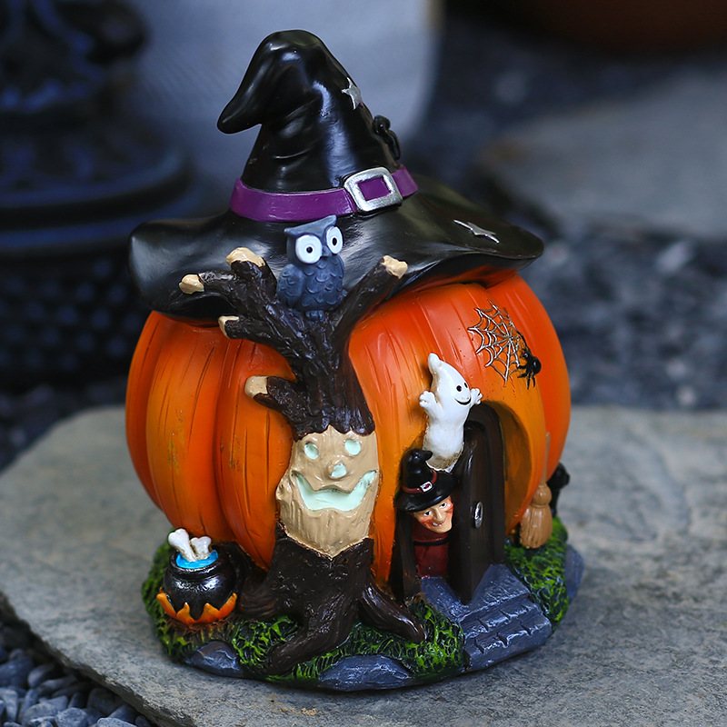 Halloween Czarownica Dynia Ozdoby Do Dekoracji Domu Luminous Rzemiosło Żywiczne Prezenty Świąteczne
