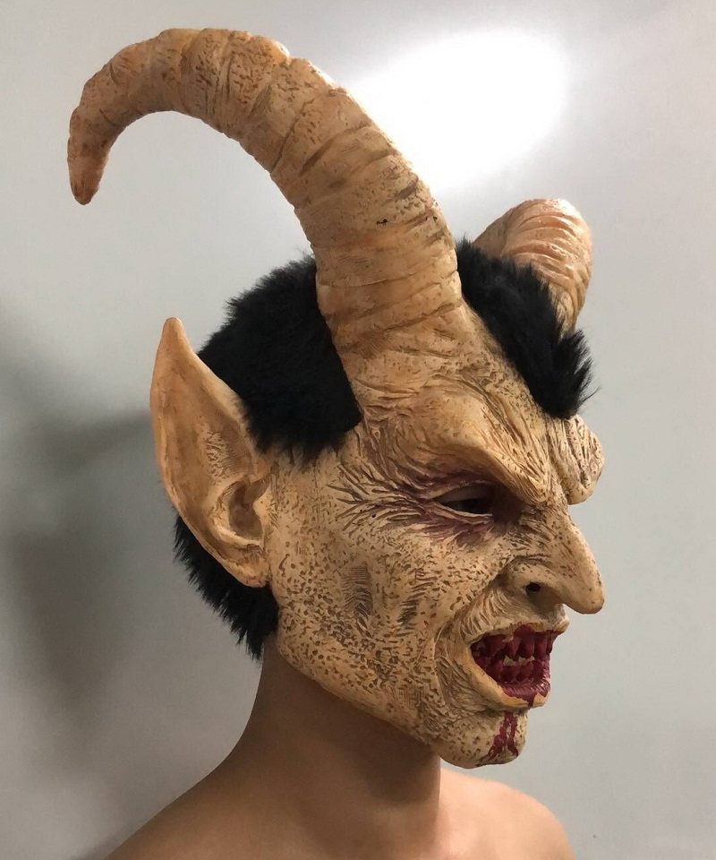 Straszna Maska Demon Diabeł Lucyfer Róg Halloween Cosplay Festiwal Rekwizyty Na Przyjęcia
