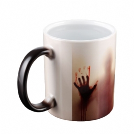 Wrażliwy Na Ciepło Ceramiczny Kubek Do Kawy Zmieniający Kolor Prezent Na Halloween Strach Zombie Cukierek Albo Psikus