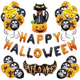 Zestaw Balonów Na Halloween 12 Cali Lateksowa Folia Aluminiowa Z Dyni Okrągłe Balony Z Nadrukami I Literami Strona Dekoracji
