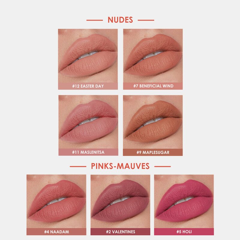 12 Kolorów Przenośna Matowa Szminka Długotrwała Nawilżająca Nude Velvet Lip Cosmetic