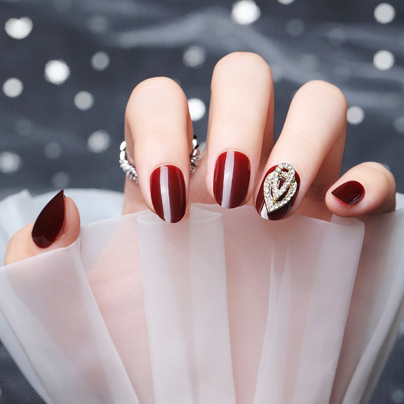 Al0011 Noszenie Nail Art Rhinestone Czerwony Fałszywy Paznokci Patch Naklejka Gotowy Kawałek Narzędzie Łatka Naklejki