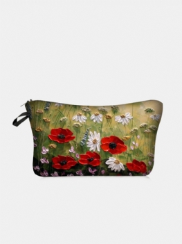 Przenośna Kosmetyczka Z Nadrukiem W Naturalnym Krajobrazie Sunflower Women Travel Wash Storage Bag