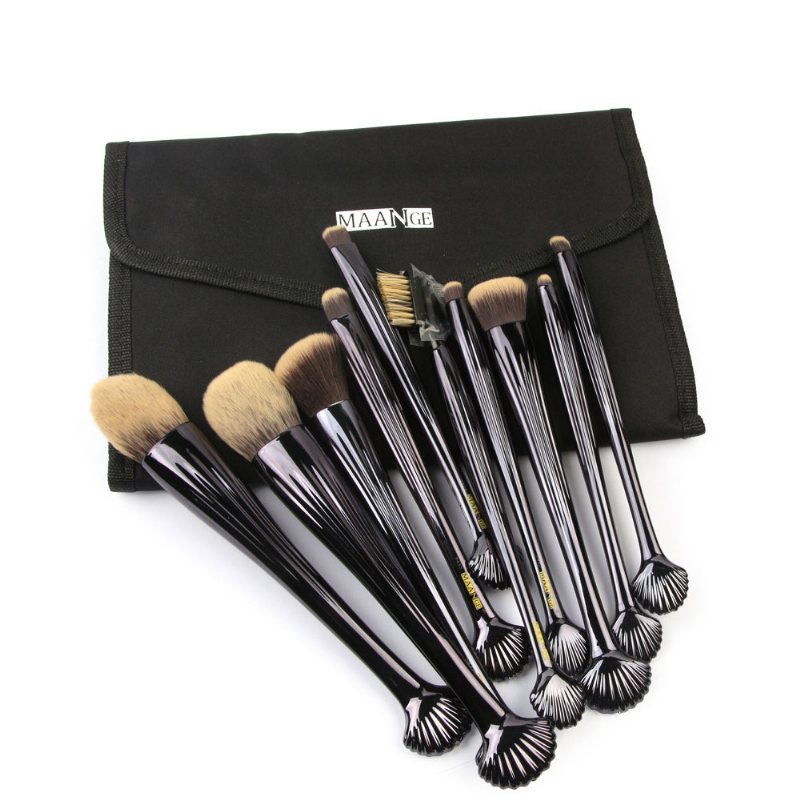 Zestaw Pędzli Do Makijażu Muszli 10 Sztuk Podkład Do Brwi Eyeliner Rumieniec Pędzle Do Korektora Kosmetycznego Z Nylonowym Zestawem Do Zagnieceń