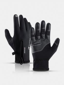Unisex Fleece Screen Touchable Wodoodporne Zimowe Outdoor Utrzymuj Ciepło Rękawiczki Rowerowe Z Pełnymi Palcami