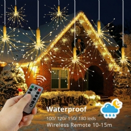 100 120 150 180 Kreatywne Wiszące Migoczące Światła Outdoor Led String Fajerwerki Bezprzewodowy Pilot 10m Ściemniacz Wodoodporny Zasilanie Bateryjne