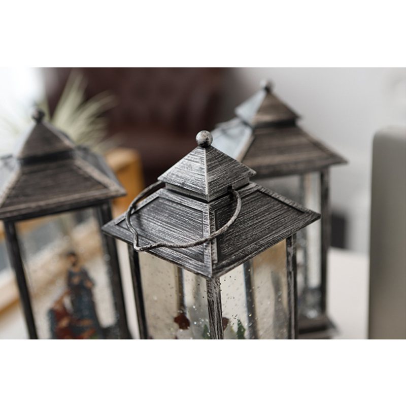 Europejski Styl Led Santa Claus Snowman Night Light Zasilany Baterią Lampa Stołowa Retro Stand Z Funkcją Obracania Muzyki W Środku Bożego Narodzenia