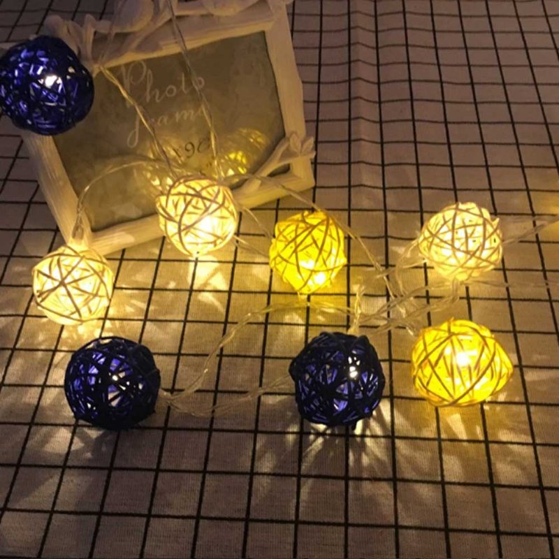 Fantazyjne Delikatne Lampy Led Sting Night Light Z Kolorową Kulą Rattanową Świąteczna Dekoracja Domu Weselnego