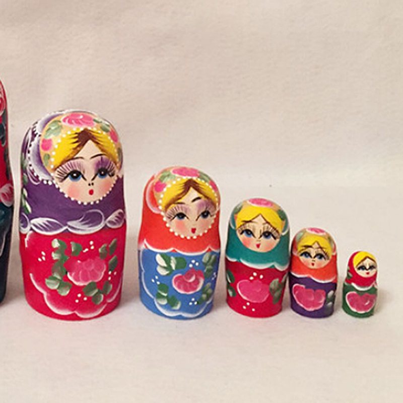 Matryoshka Lalki Gniazdowanie Układanie Drewniane Rosyjskie Zabawki Z Kwiatową Ozdobą Ręcznie Malowane Drewno Pamiątkowe Rękodzieło Sztuki Ludowej