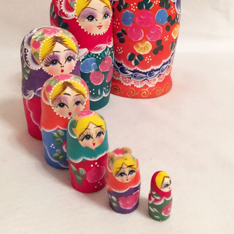 Matryoshka Lalki Gniazdowanie Układanie Drewniane Rosyjskie Zabawki Z Kwiatową Ozdobą Ręcznie Malowane Drewno Pamiątkowe Rękodzieło Sztuki Ludowej