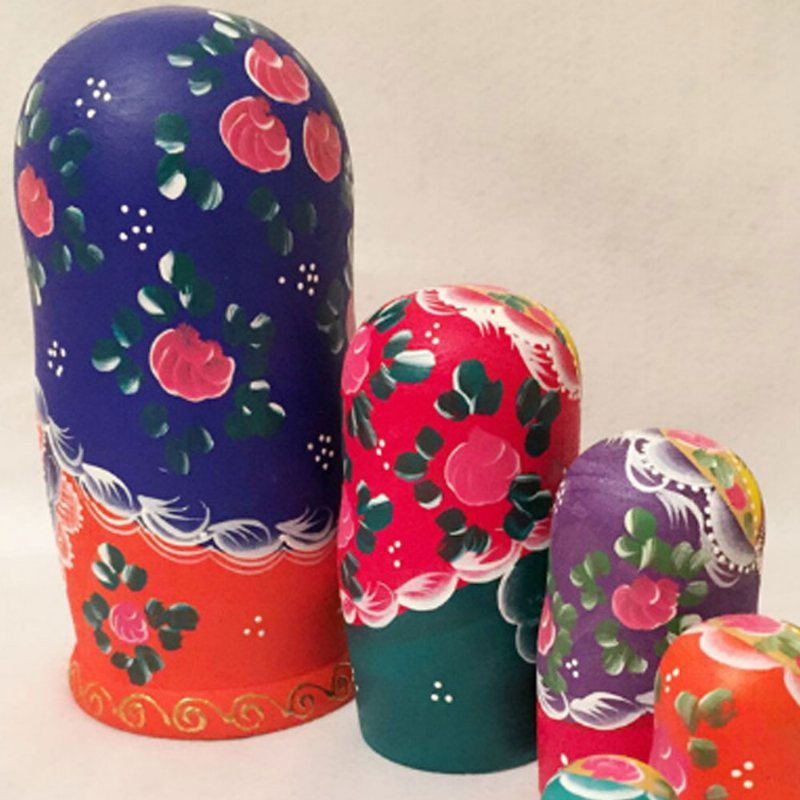 Matryoshka Lalki Gniazdowanie Układanie Drewniane Rosyjskie Zabawki Z Kwiatową Ozdobą Ręcznie Malowane Drewno Pamiątkowe Rękodzieło Sztuki Ludowej