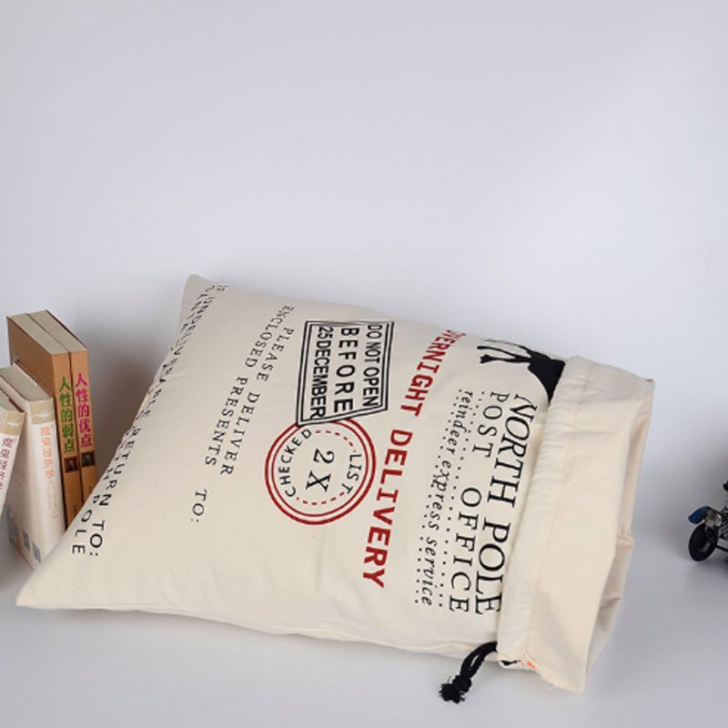 Tanie Recyklingowane Wielokrotnego Użytku Zwykły Biały Organiczny Perkal Bawełniane Płótno Świąteczne Sznurek Torby Na Prezenty Torba Do Przechowywania