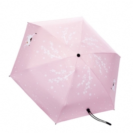Nowy Mini Super Lekki Parasol Pięciokrotnie Składany Z Wiśniowym Wzorem Chroniący Przed Słońcem