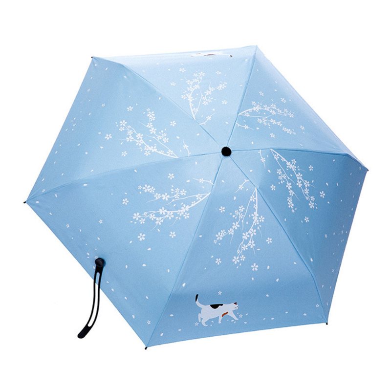 Nowy Mini Super Lekki Parasol Pięciokrotnie Składany Z Wiśniowym Wzorem Chroniący Przed Słońcem