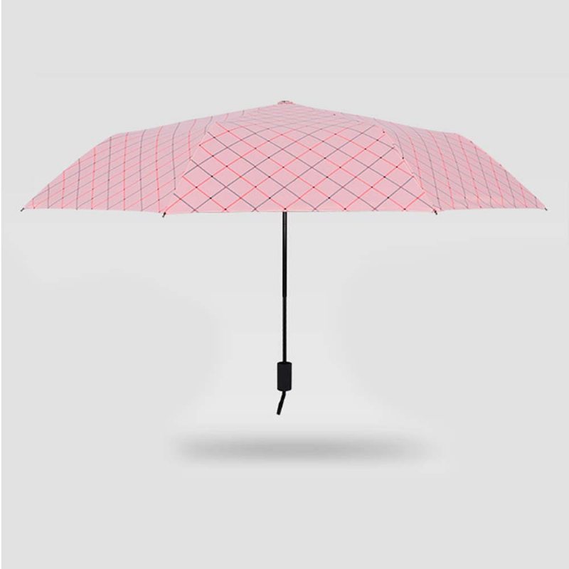 Winylowy Składany Parasol Przeciwsłoneczny Koreański Little Fresh Lady Słoneczny W Paski Krzyżowy