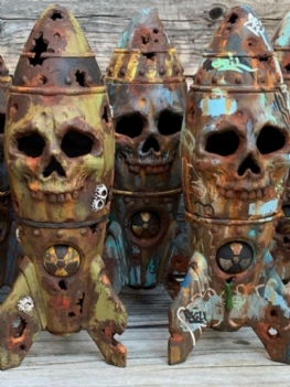 1 Pc Halloween Czaszka Bomba Ozdoba Z Żywicy Mała Głowica Nuklearna Na Podwórko Ogród Dekoracja Na Biurko