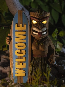 1 Pc Led Light Welocme Vintage Żywica Kreatywny Tribal Totem Rysunek Statua Rzeźba Z Deską Surfingową Odkryty Kryty Dziedziniec Wystrój Ogrodu