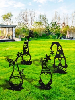 1pc Metalowa Trawa Ogrodowa Drzewo Wkładka Decor Gnome Dwarf Hallow Out Ozdoba Artystyczna