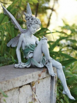 1pc Siedzący Kwiat Wróżki Elf Statua Rzemiosło Żywicy Architektura Krajobrazu Yard Ozdoba Dekoracyjna Ogrodu