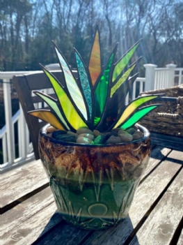 Akryl Suncatcher Barwiony Agawa Aloes Roślina Doniczkowa Doniczka Ogród Ozdoba Domu