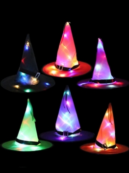 Halloweenowy Kapelusz Wiedźmy Z Diodami Led Strona Dekoracji Rekwizyty Do Dekorów Domu Dziecko Kostium Imprezowy Dla Dorosłych Wiszący Ornament Na Drzewie