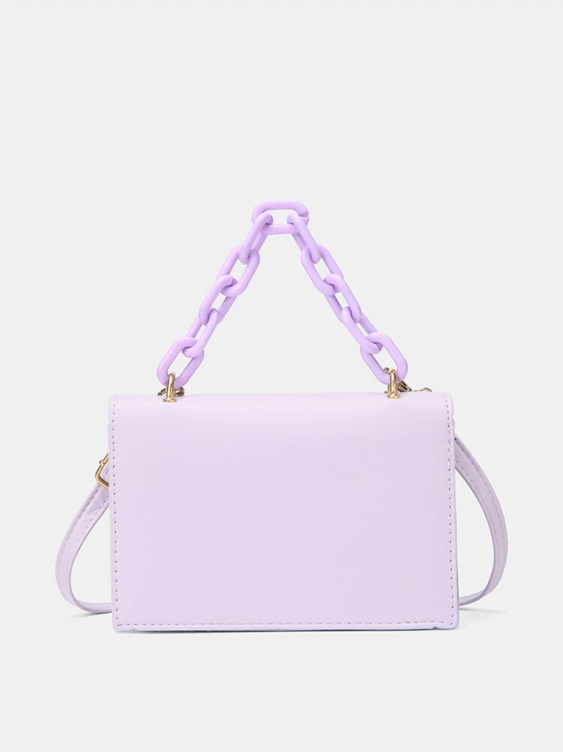 Damska Faux Leather Fashion Solid Color Chain Crossbody Torba Na Ramię