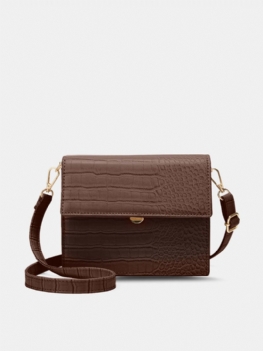 Damska Faux Leather Fashion Wielofunkcyjna Torba Aligatora Z Szerokim Paskiem Na Ramię Crossbody