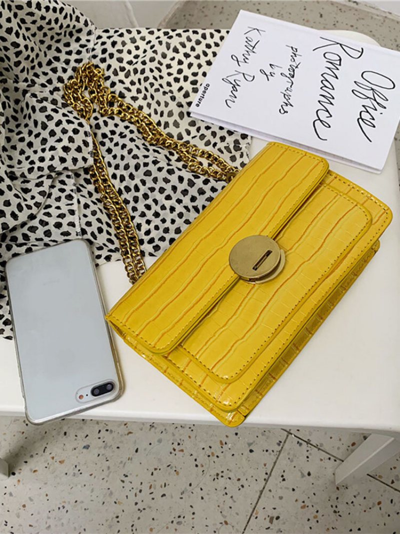 Damska Torba Typu Crossbody Ze Skóry Aligatora Ziarnistej Ze Pu Z Klasycznym Łańcuszkiem