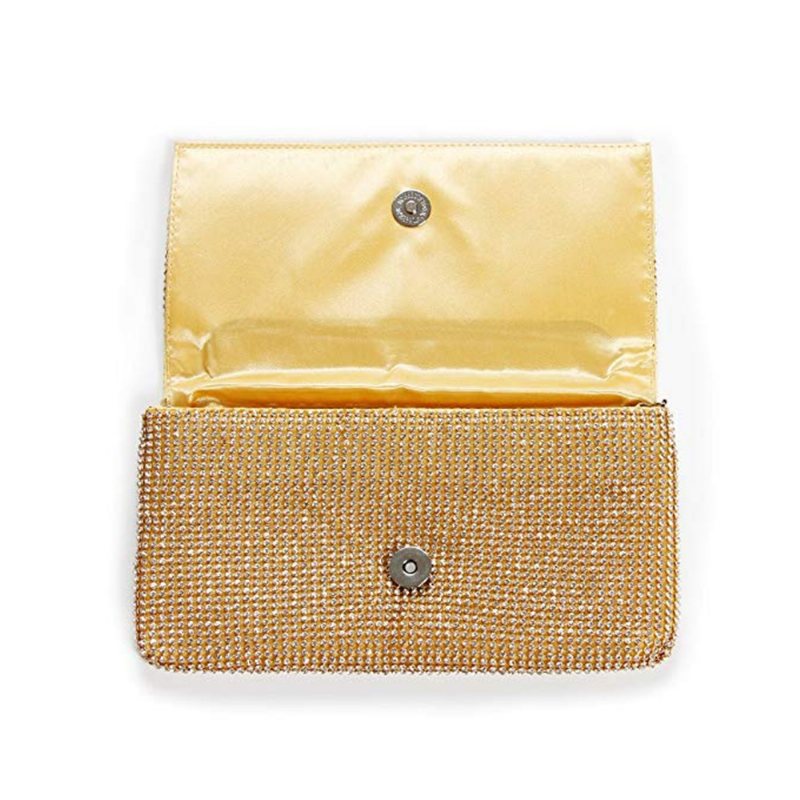 Exquisite Wedding Party Clutch Torebka Sparkling Crystal Ladies Wieczorowa Rhinestone - Gold