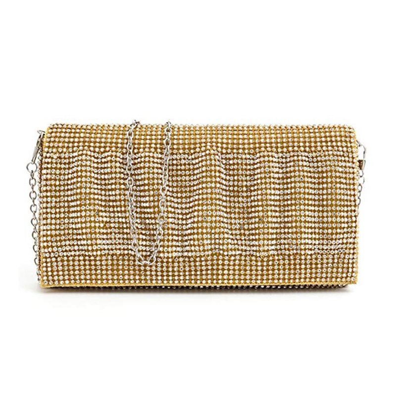 Exquisite Wedding Party Clutch Torebka Sparkling Crystal Ladies Wieczorowa Rhinestone - Gold