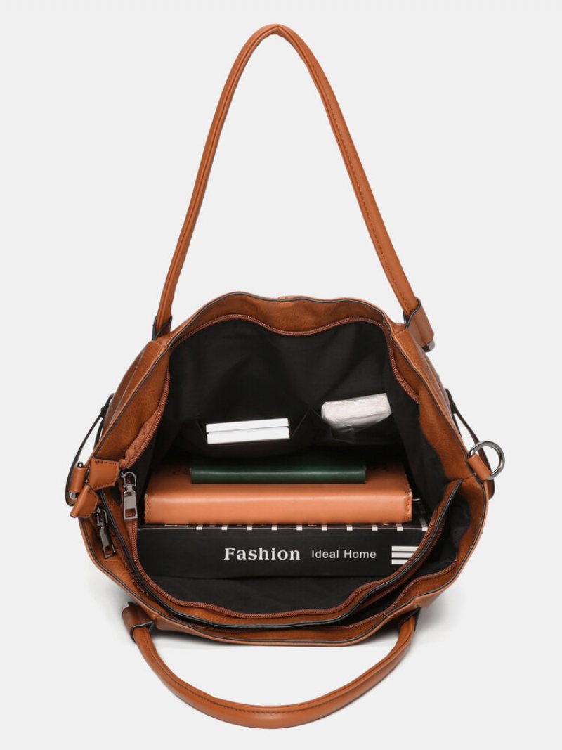 Faux Leather Retro Wodoodporna Torebka Na Ramię O Dużej Pojemności