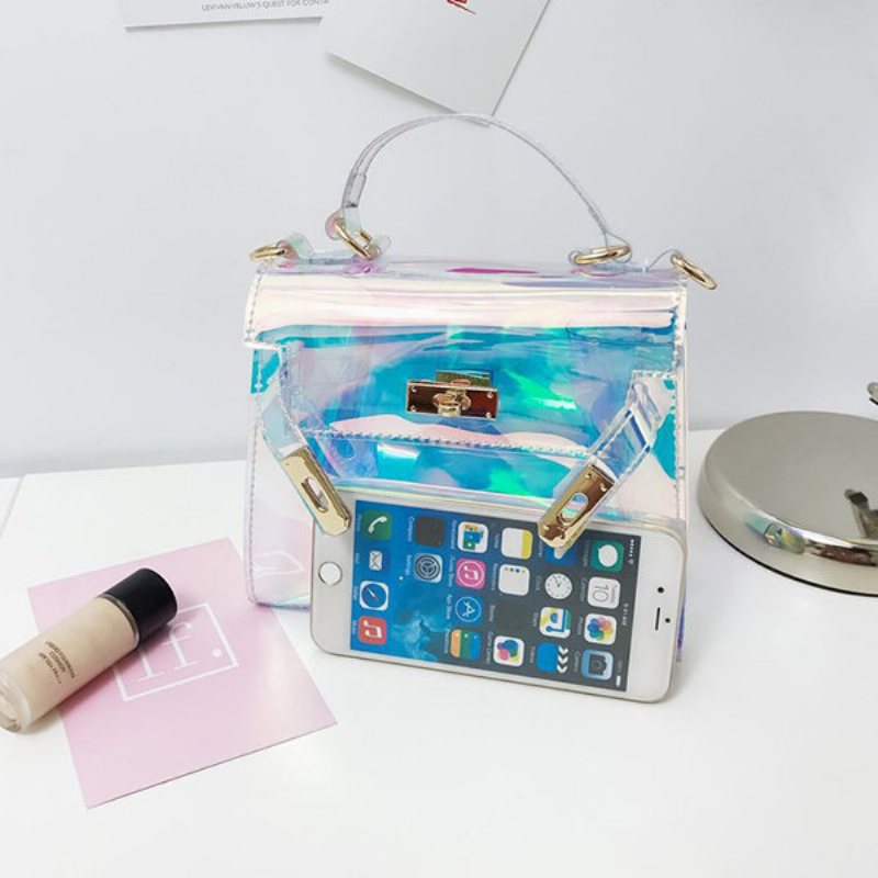 Kobiety Dziewczyna Kreatywne Torby Na Ramię Z Pvc Laser Srebrne Crossbody