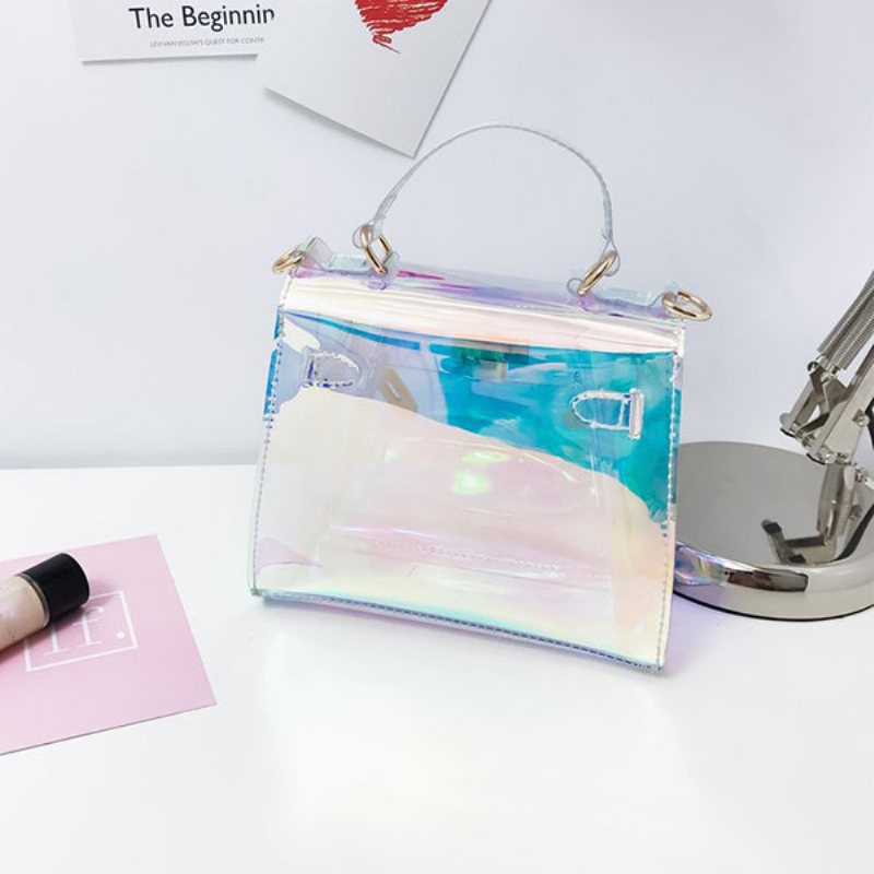 Kobiety Dziewczyna Kreatywne Torby Na Ramię Z Pvc Laser Srebrne Crossbody