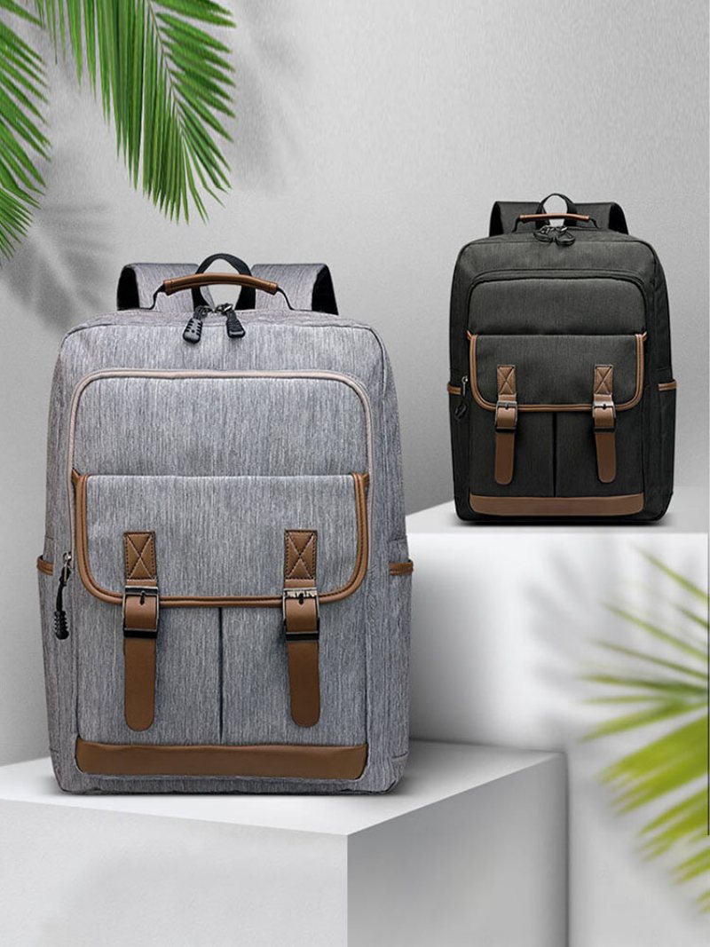 Menico Unisex Poliester Casual Zip Kontrastowy Plecak Preppy Torba Podróżna Na Laptopa