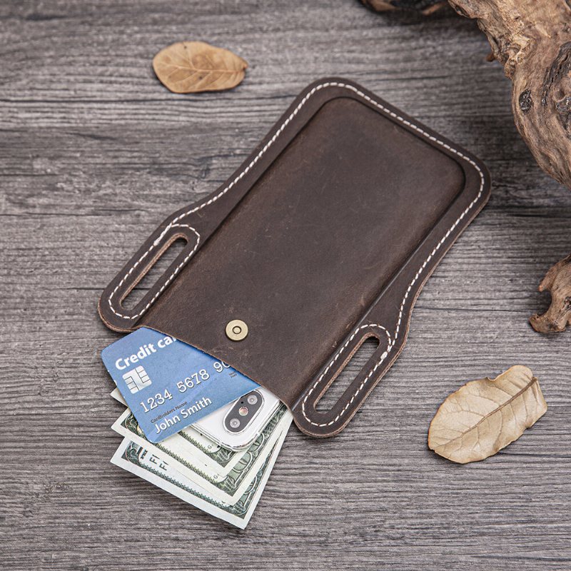 Męska Torba Z Prawdziwej Skóry Edc 6.3 Cala W Stylu Retro Z Krótkim Etui Na Telefon Komórkowy