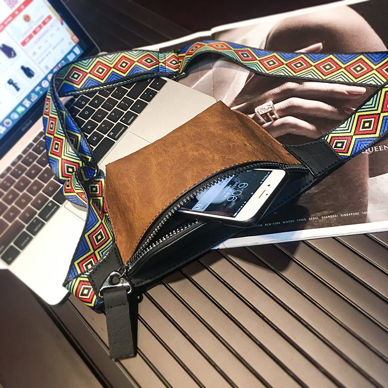 Męska Torebka Na Telefon Etniczny Pasek Hip-hop Crossbody Na Klatkę Piersiową