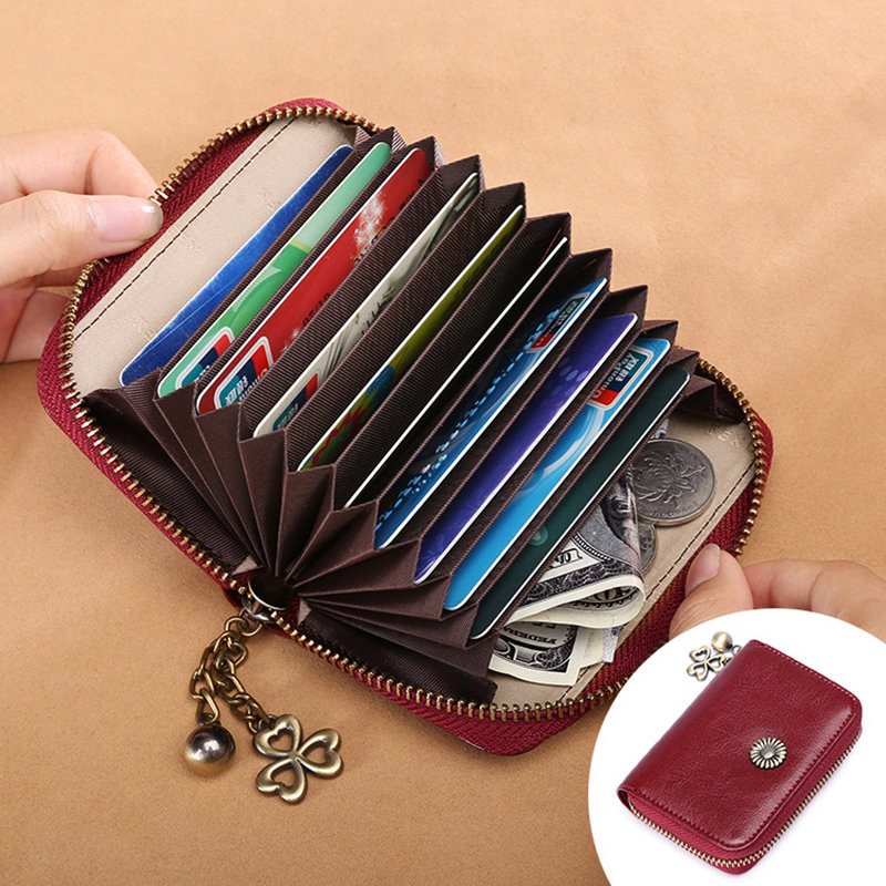Multi-slots 11 Miejsc Na Karty Prawdziwej Skóry Posiadacz Torebka Zipper Wallet