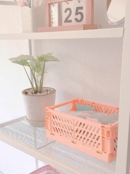 1pc Mini Diy Składany Plastikowy Organizer Na Przybory Biurowe Schowek O Dużej Pojemności Kreatywny Szkolny Kosz Do Przechowywania Na Biurko