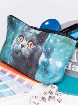 Cat 3d Printing Wielofunkcyjna Kosmetyczka Kopertówka Do Przechowywania