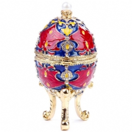 Europejskie Pudełko Z Biżuterią W Kształcie Jajka Bujna Kolorowa Emaliowana Ozdoba Keepsake Storage Box Collection Holder