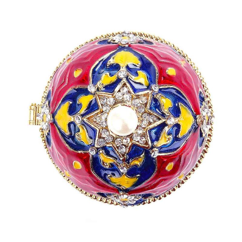 Europejskie Pudełko Z Biżuterią W Kształcie Jajka Bujna Kolorowa Emaliowana Ozdoba Keepsake Storage Box Collection Holder