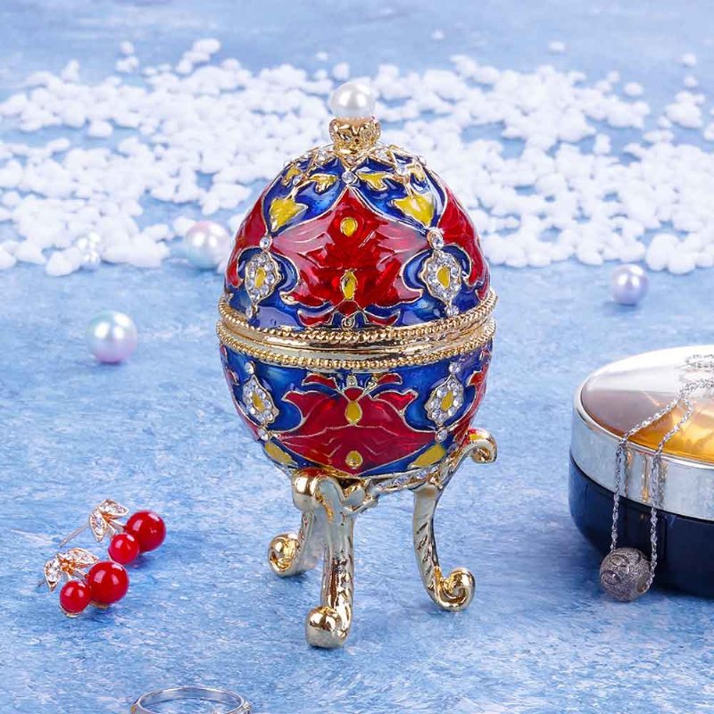 Europejskie Pudełko Z Biżuterią W Kształcie Jajka Bujna Kolorowa Emaliowana Ozdoba Keepsake Storage Box Collection Holder