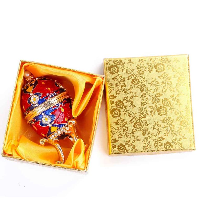 Europejskie Pudełko Z Biżuterią W Kształcie Jajka Bujna Kolorowa Emaliowana Ozdoba Keepsake Storage Box Collection Holder