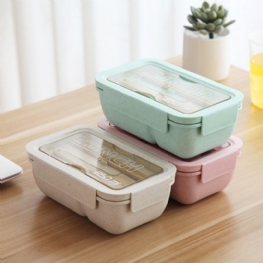 Przyjazne Dla Środowiska Pudełko Na Lunch Bento Z Łyżeczką I Pałeczkami Szczelne Pojemniki Na Żywność Na Piknik Na Świeżym Powietrzu