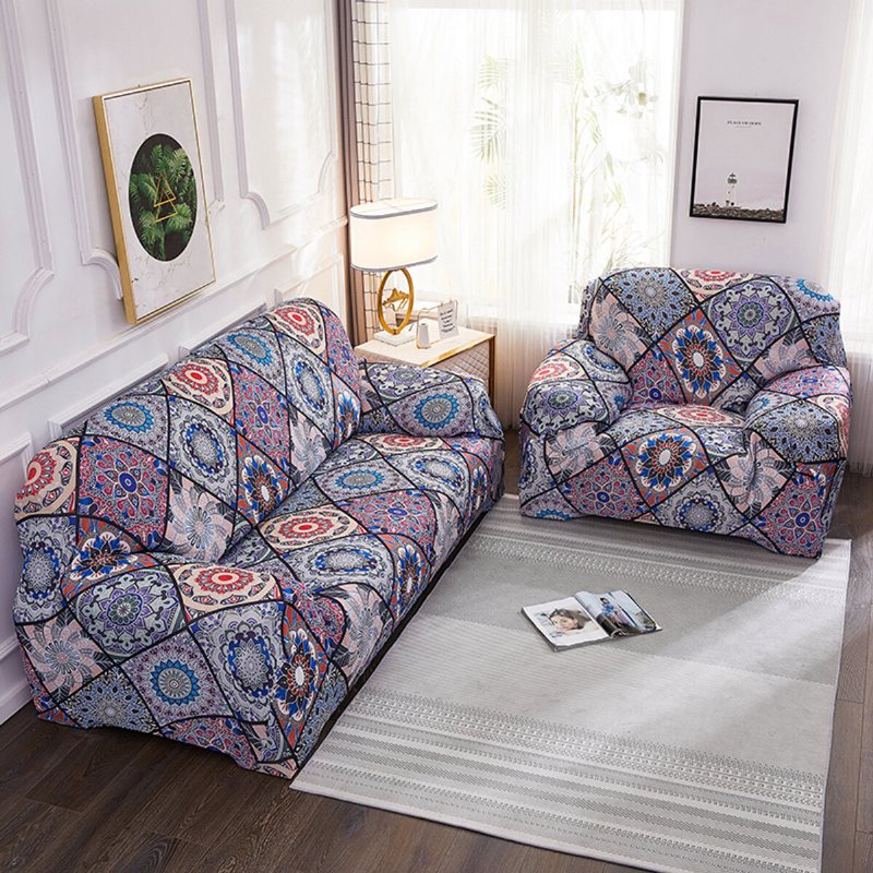 1/2/3/4 Siedzenia Elastyczna Rozciągliwa Sofa Pokrowiec Na Fotel Narzuta Na Sofę Czeski Wzór Na All-inclusive